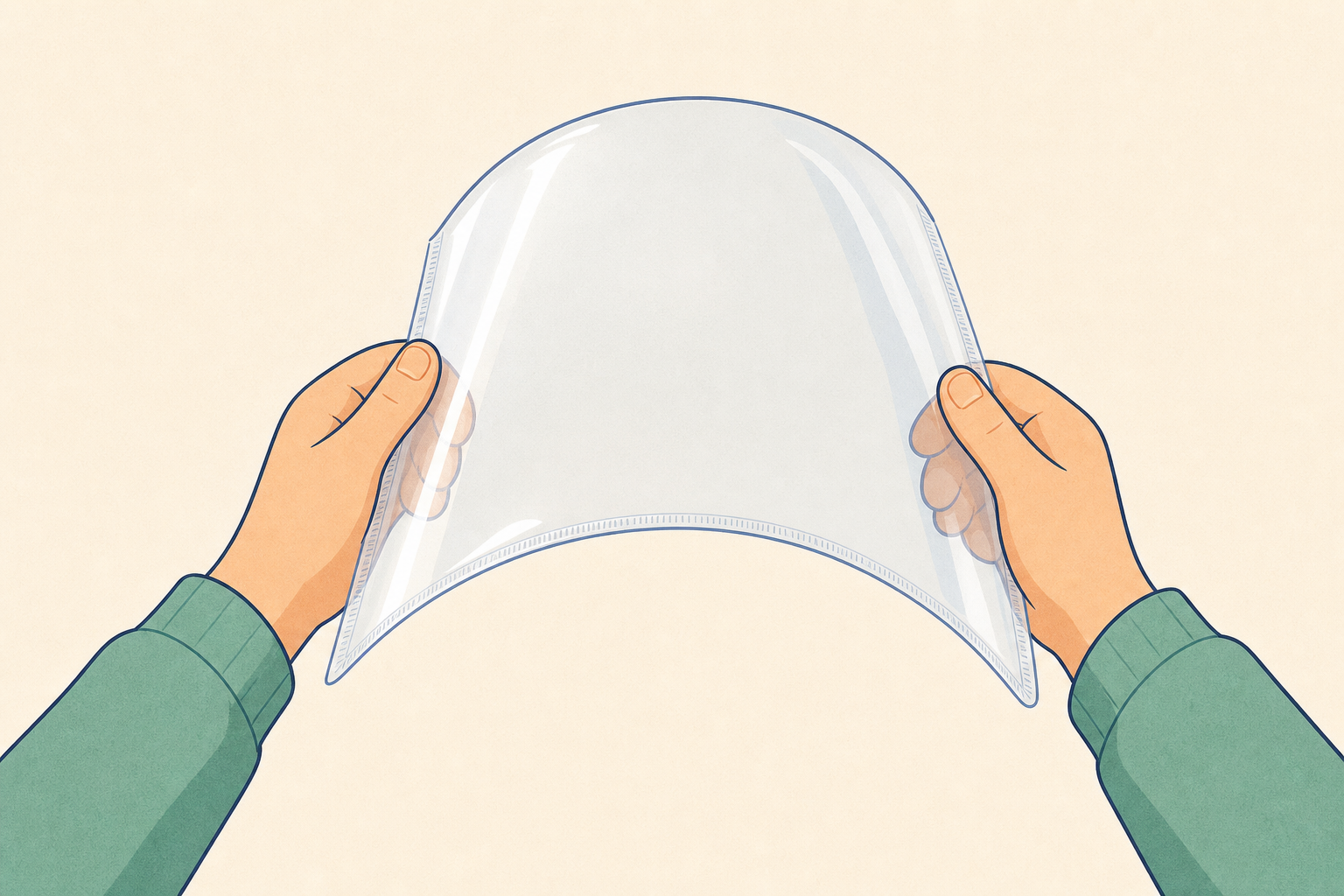 The bendy test demonstrated: the wallet curved without snapping
