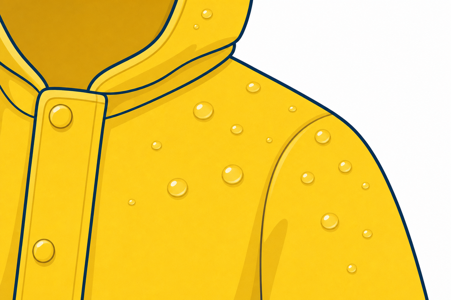 Close view of real raincoat material with rain beading on it