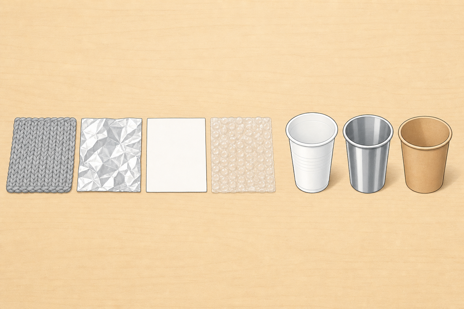 The two material choices groups pick between: wrappings or cups