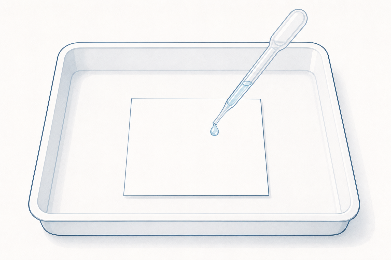 The drip-test apparatus: dropper poised over a square on the tray