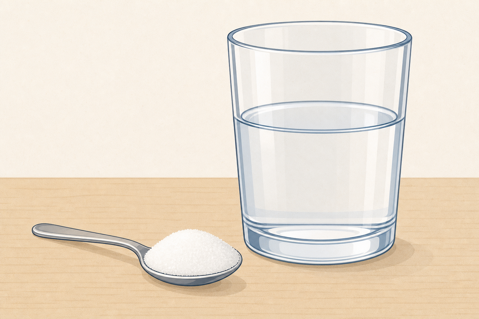 The sugar and water the class will stir together, shown close up