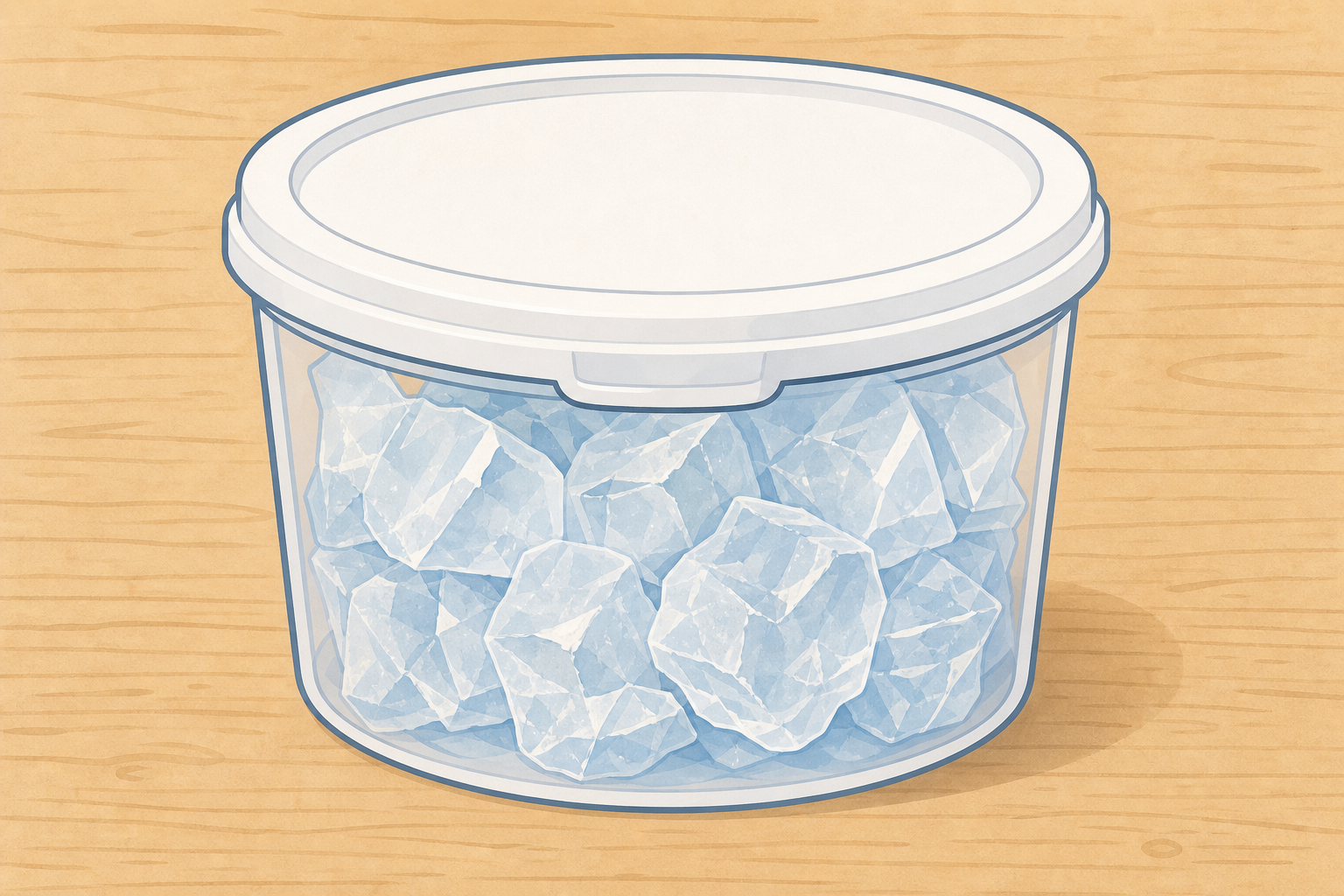 The sealed tub of ice the class will weigh, shown close and plain