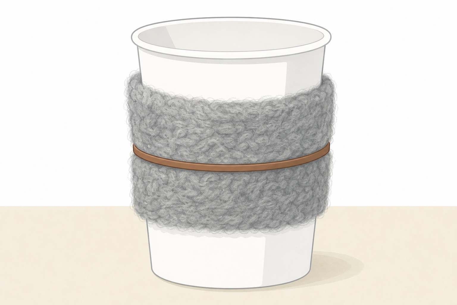 How one wrap is fixed round a cup so it cannot slip
