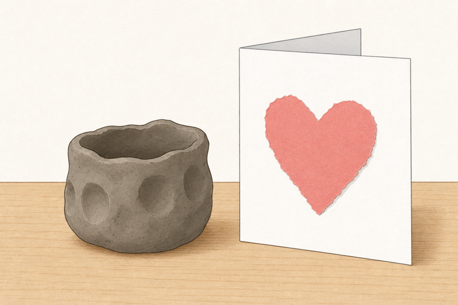Real objects made by squashing, bending, folding and tearing materials
