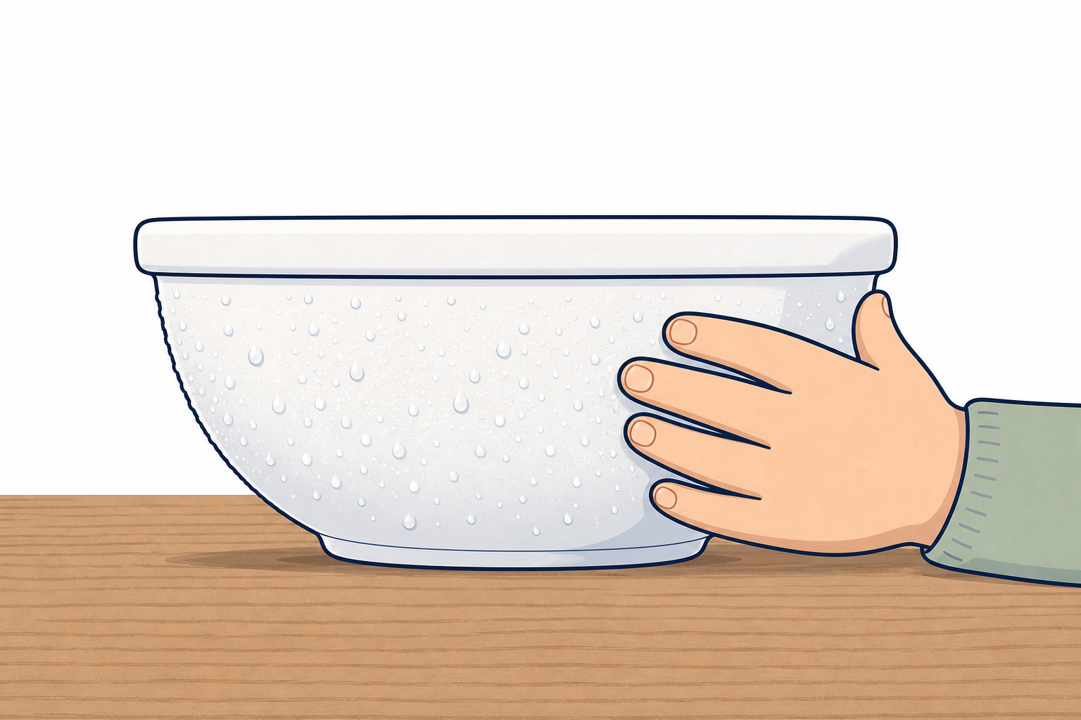 Cold misted bowl on table, contents hidden, inviting predictions