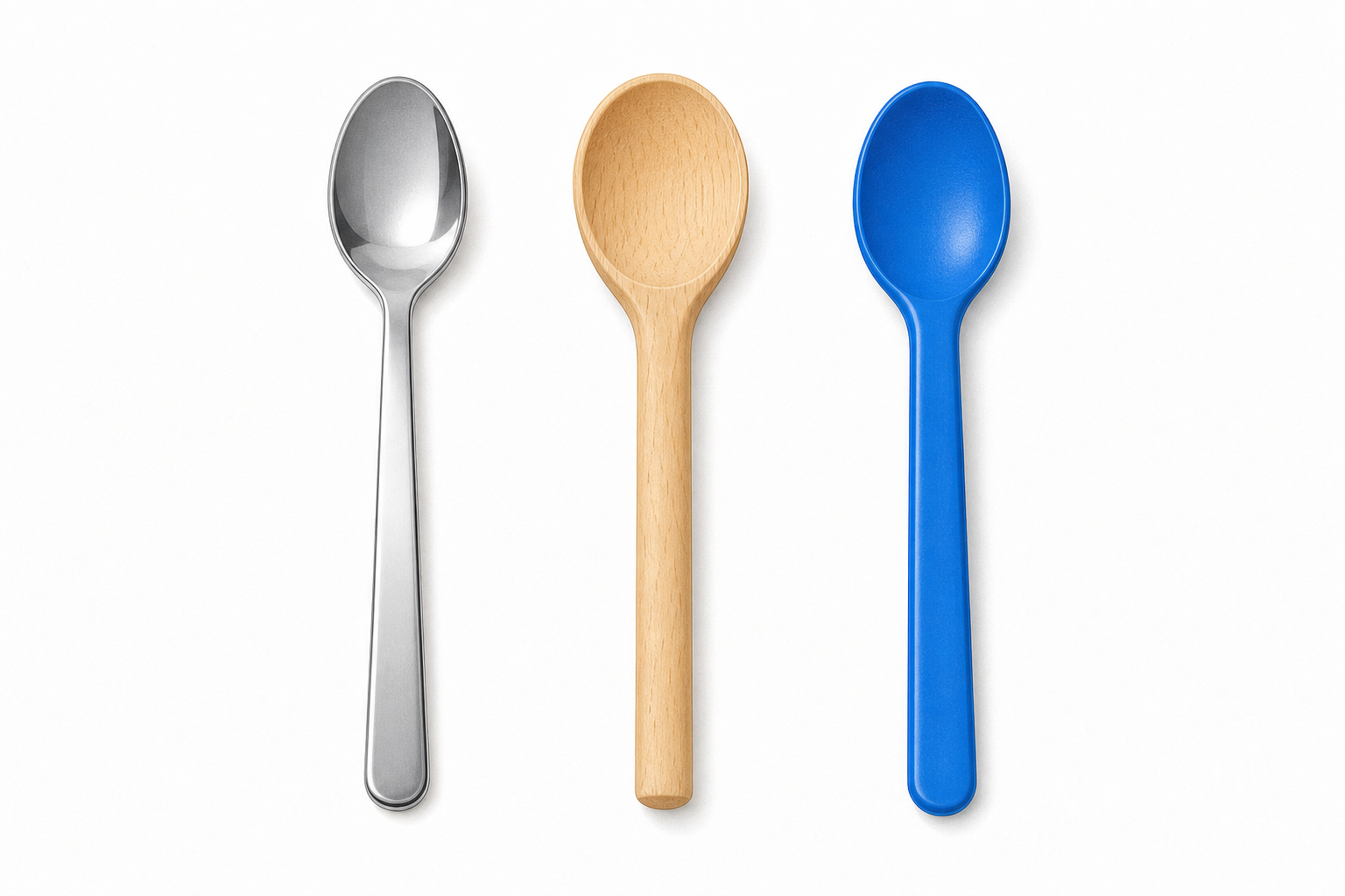 The three spoons the class will test, shown plainly side by side