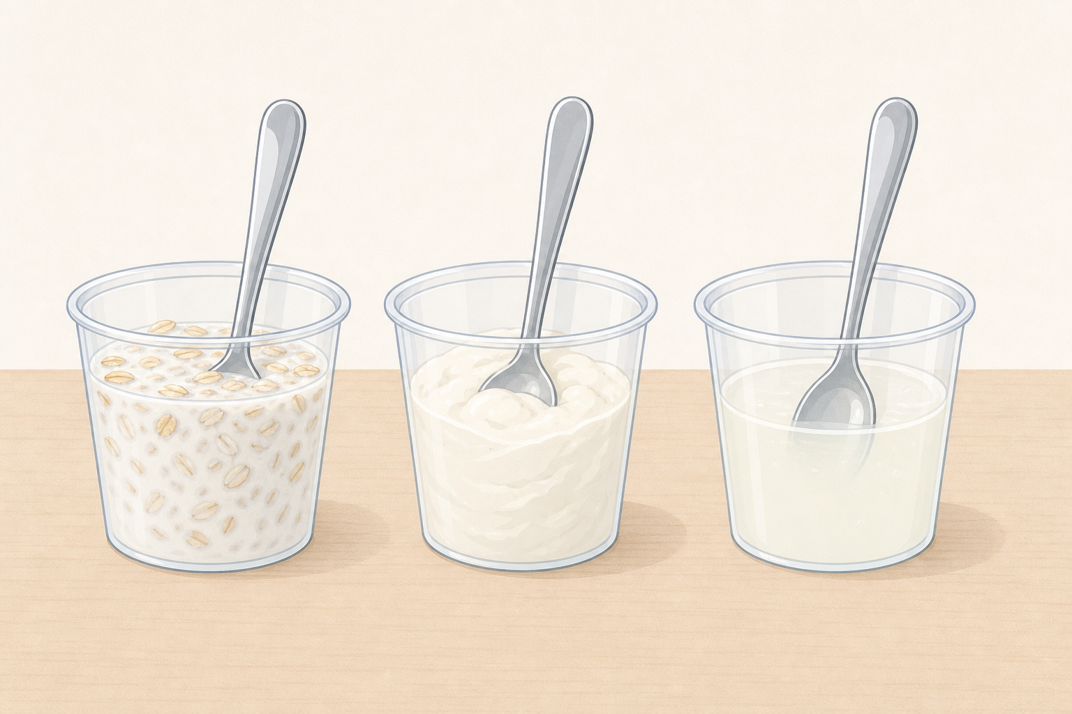 The station apparatus children will handle: three cups, three mixes