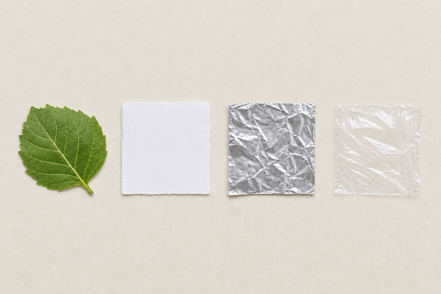 The four everyday samples the class will bury, shown plainly and close