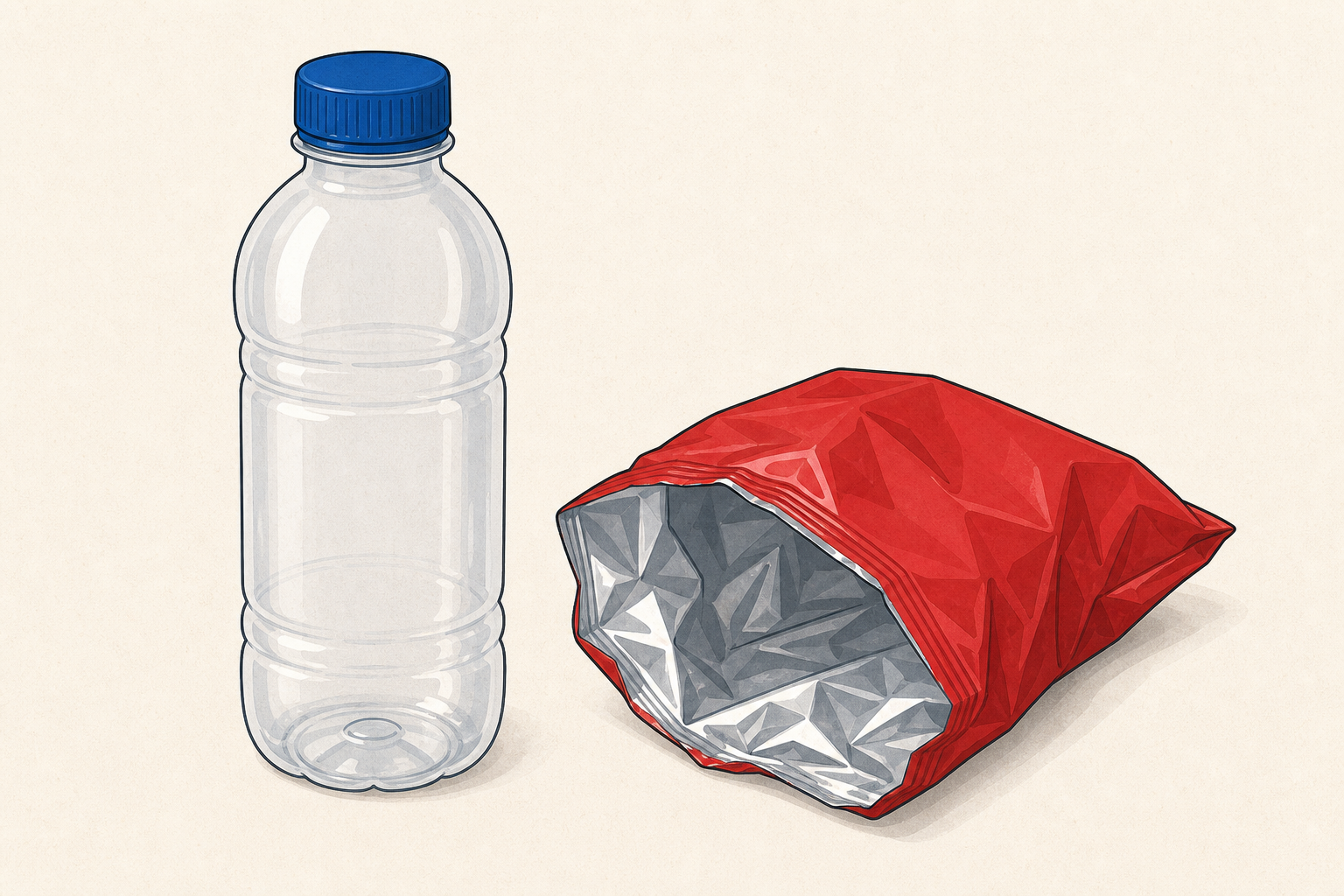 The two compared items side by side so children see the materials