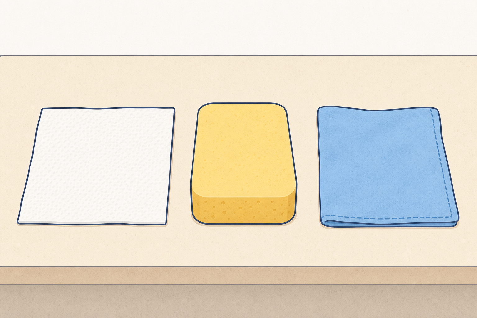 The three dry materials the class will feel before wetting them