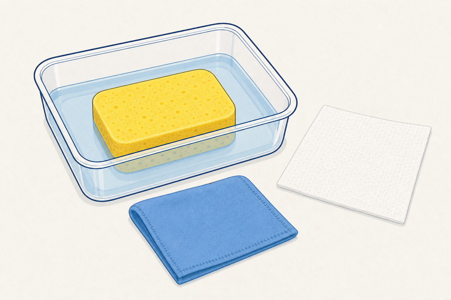 Wetting station apparatus: the tray and the three materials being dipped