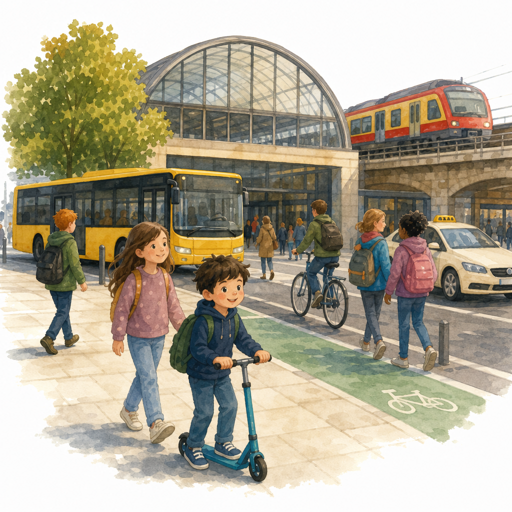 Illustration for How do you get to school?