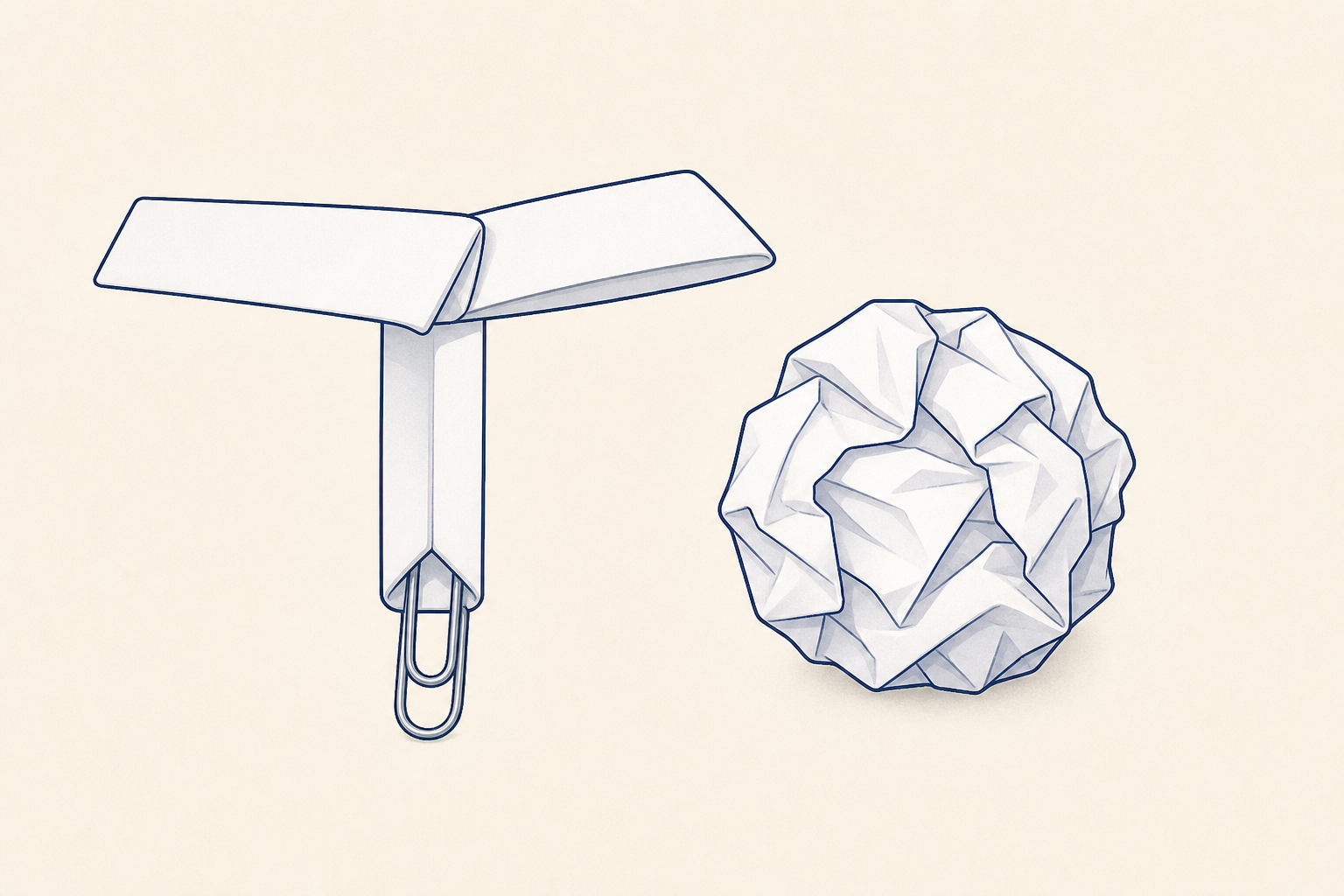 The two things the teacher drops: spinner and paper ball, side by side