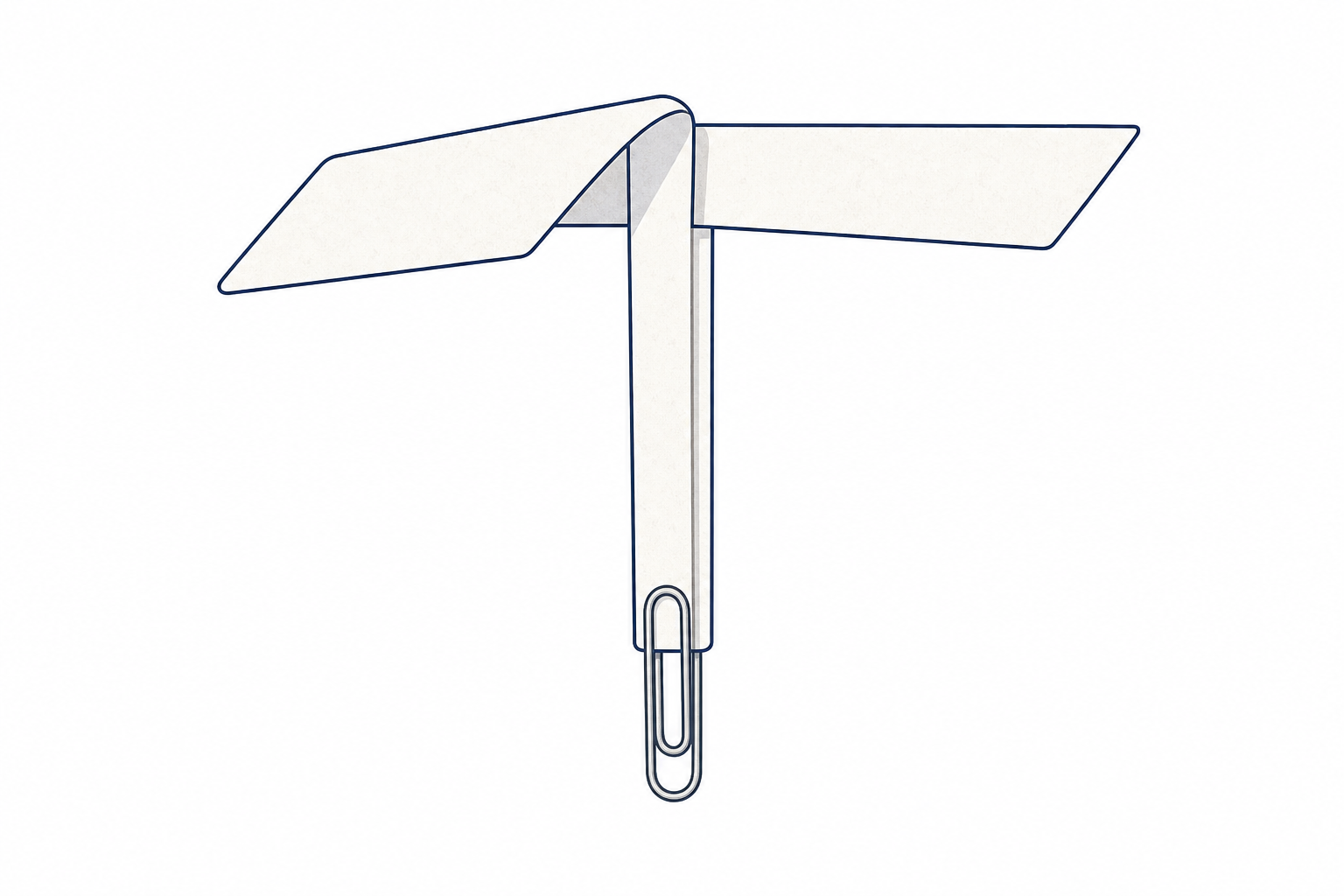 Second stage: wings folded opposite ways, stem sides folded in