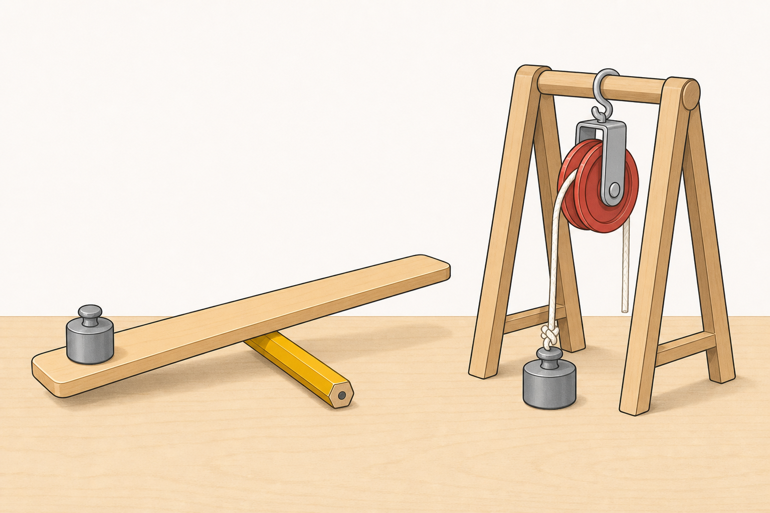 The two machines the class will build today, shown plainly side by side