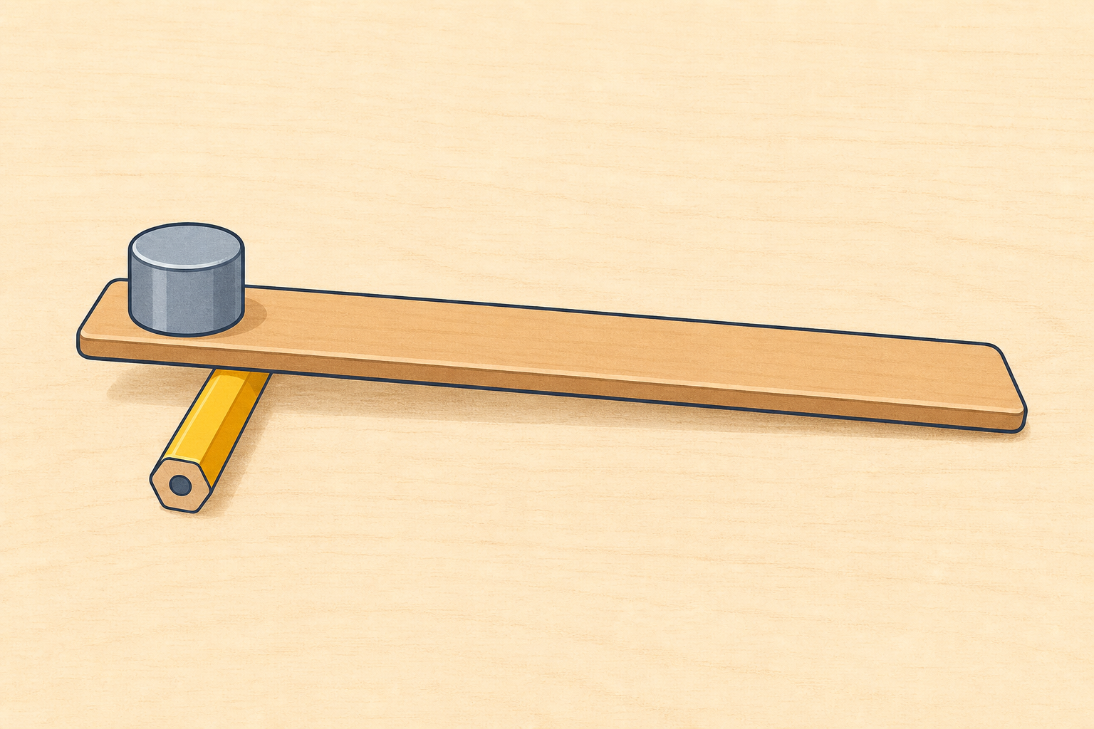 Close view of a lever and its pivot point for the demo