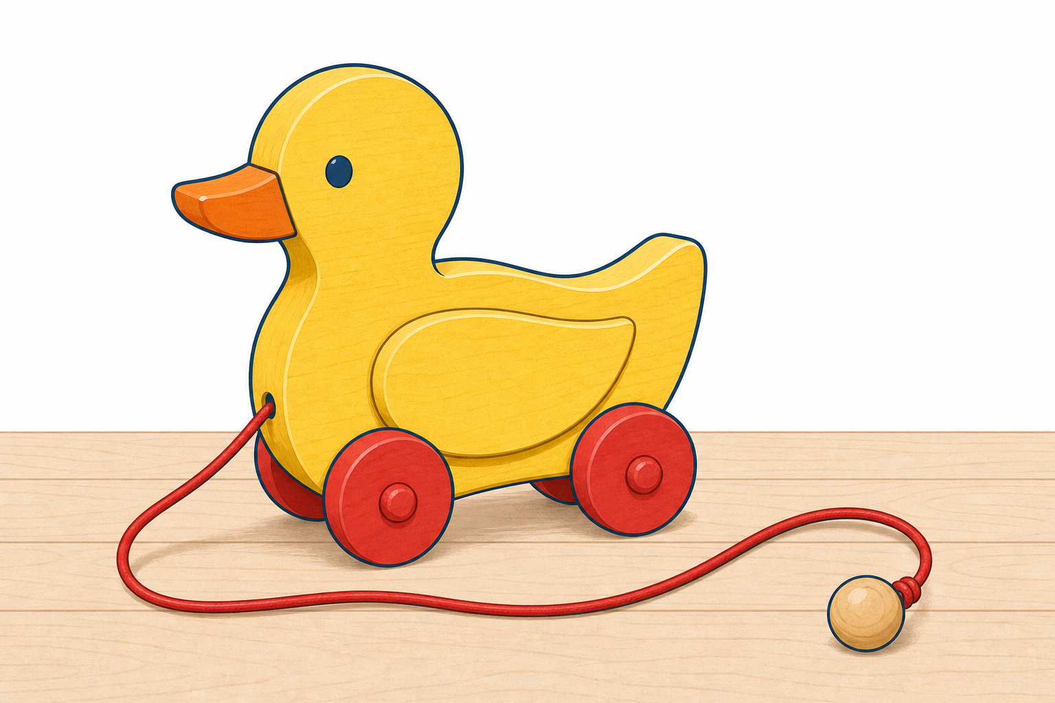 The pull-along toy itself, close and plain, as the lesson's opening object