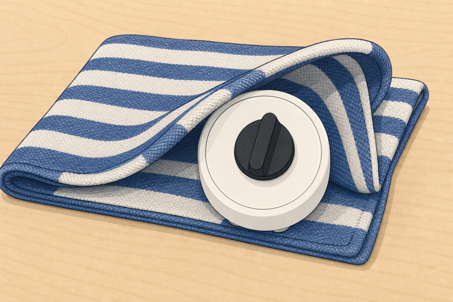 The timer half hidden under a towel: the muffling problem, shown plainly