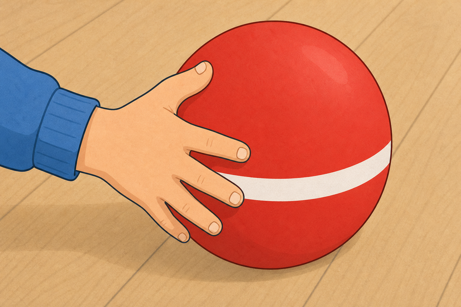 A hand pushing the ball: what a push looks like on real apparatus