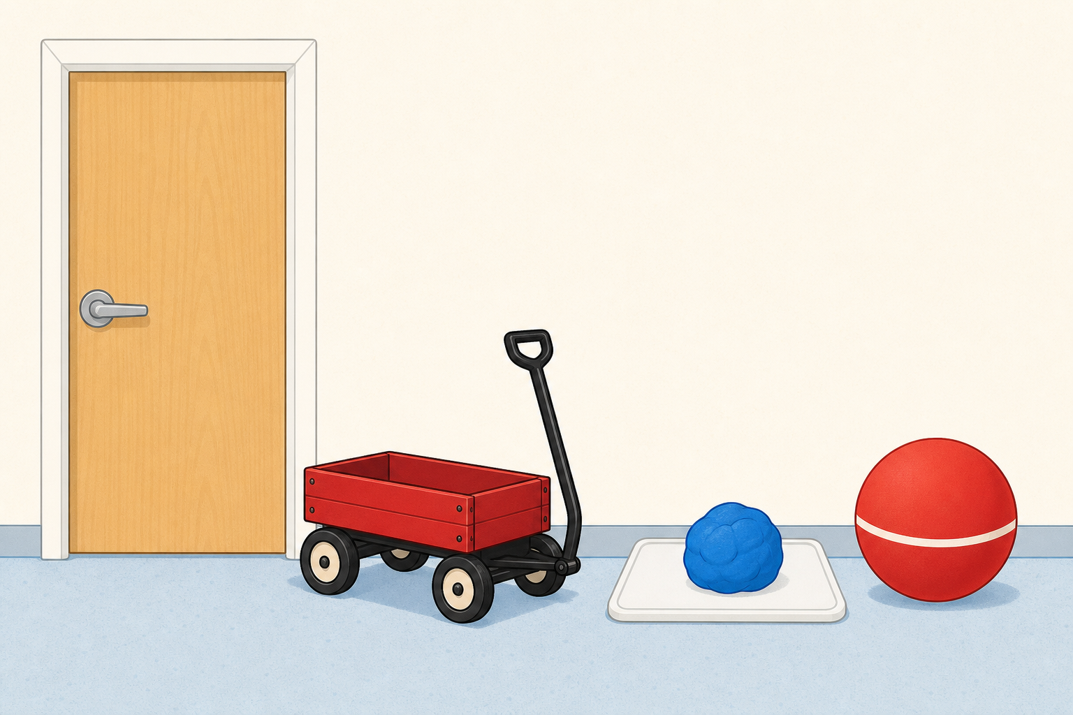 The four station objects together so children know what to expect
