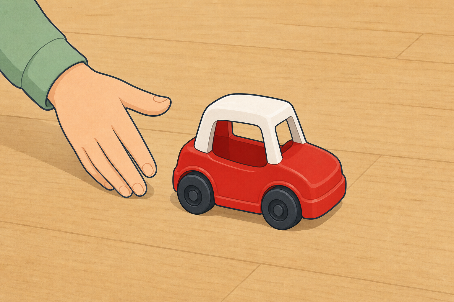 The toy car the class will push, shown plainly and close