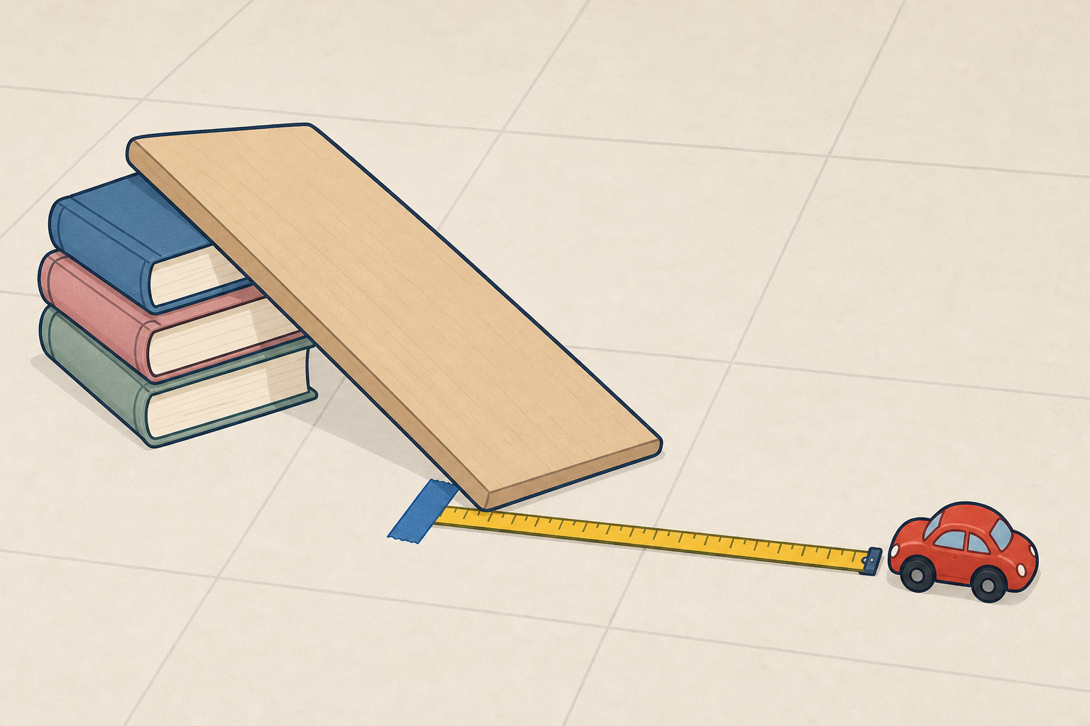 Where to measure: floor only, from bottom of ramp to stopped car