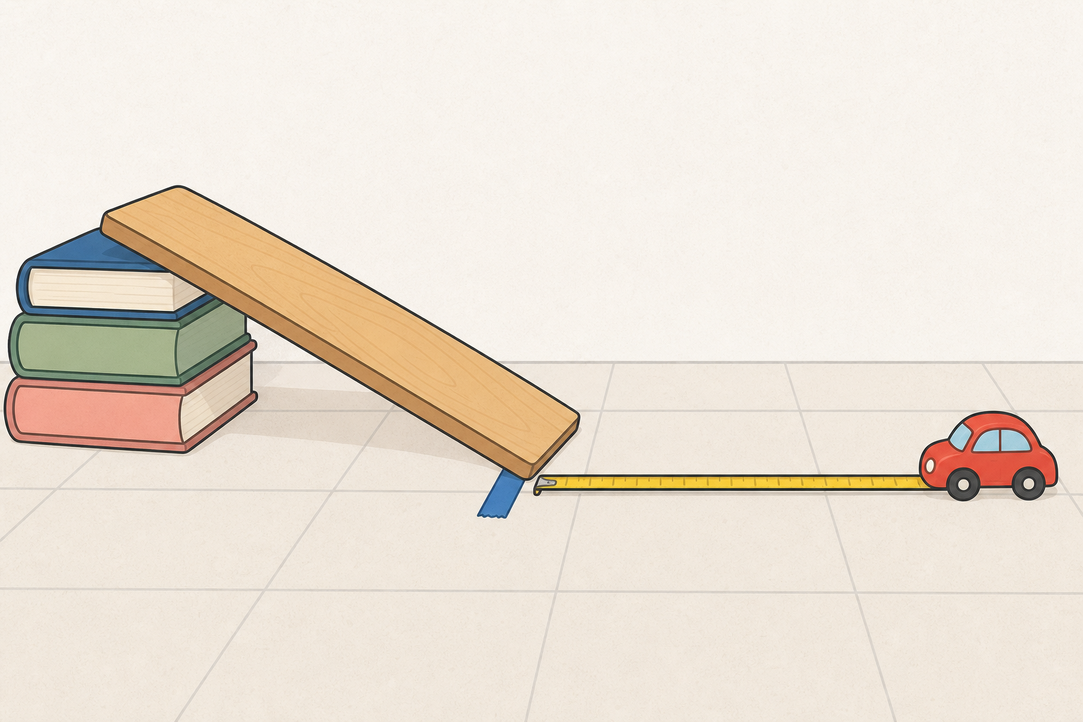 Where to measure: floor only, from bottom of ramp to stopped car