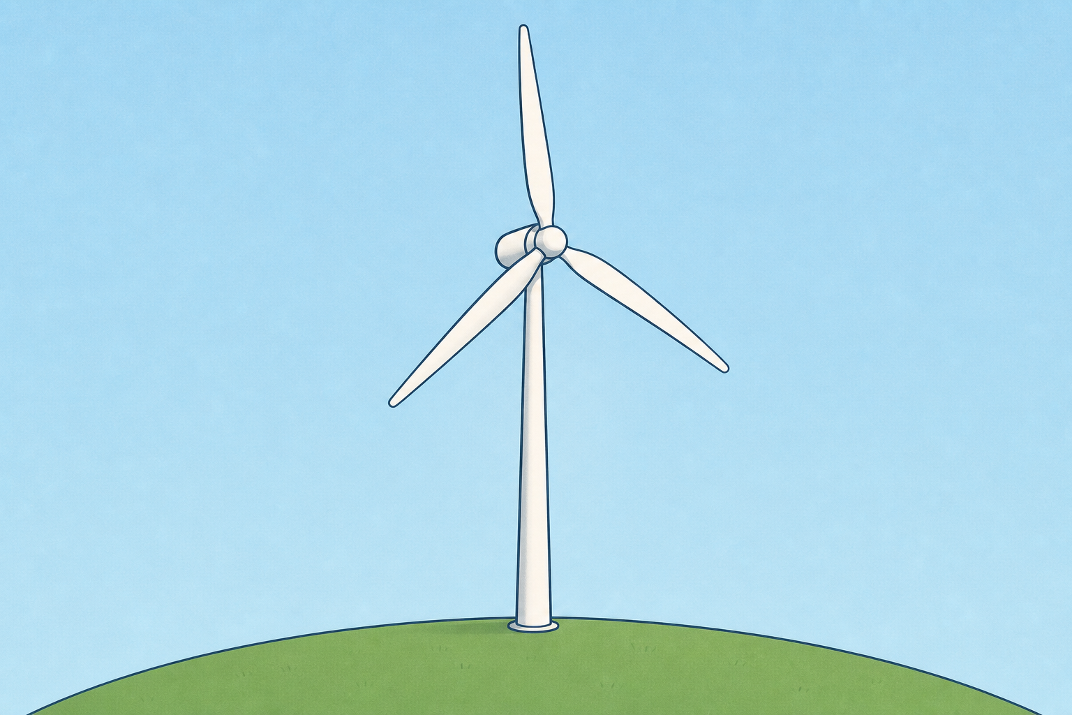 A real energy source the class will meet: a wind turbine on a hill