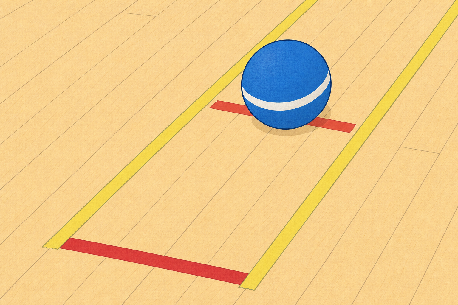 Where the ball came to rest, with tape laid down to mark it