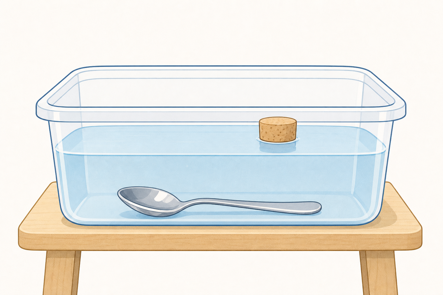 The demonstration tray: one object on top, one on the bottom