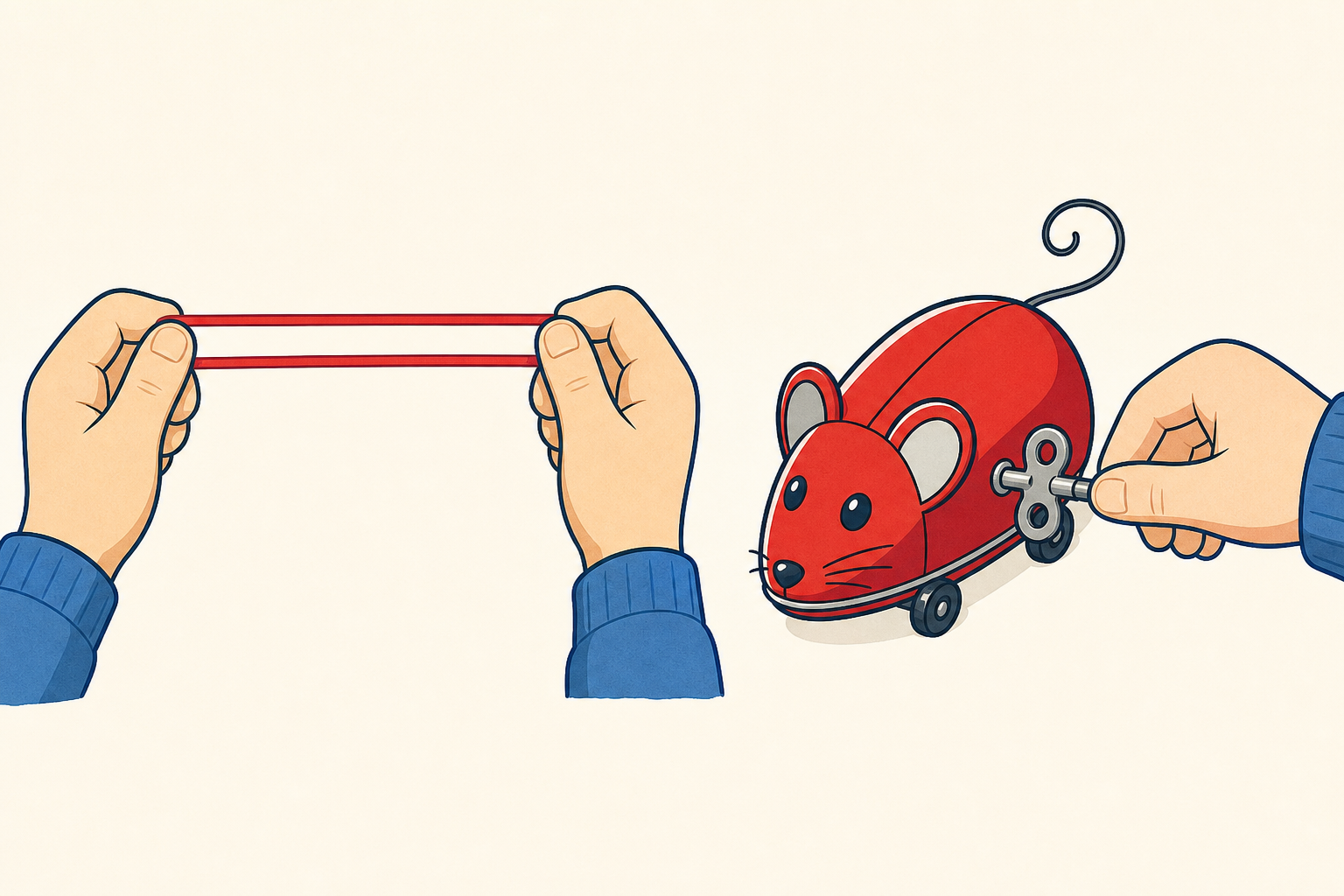 Two ways energy hides: a stretched band and a wound key