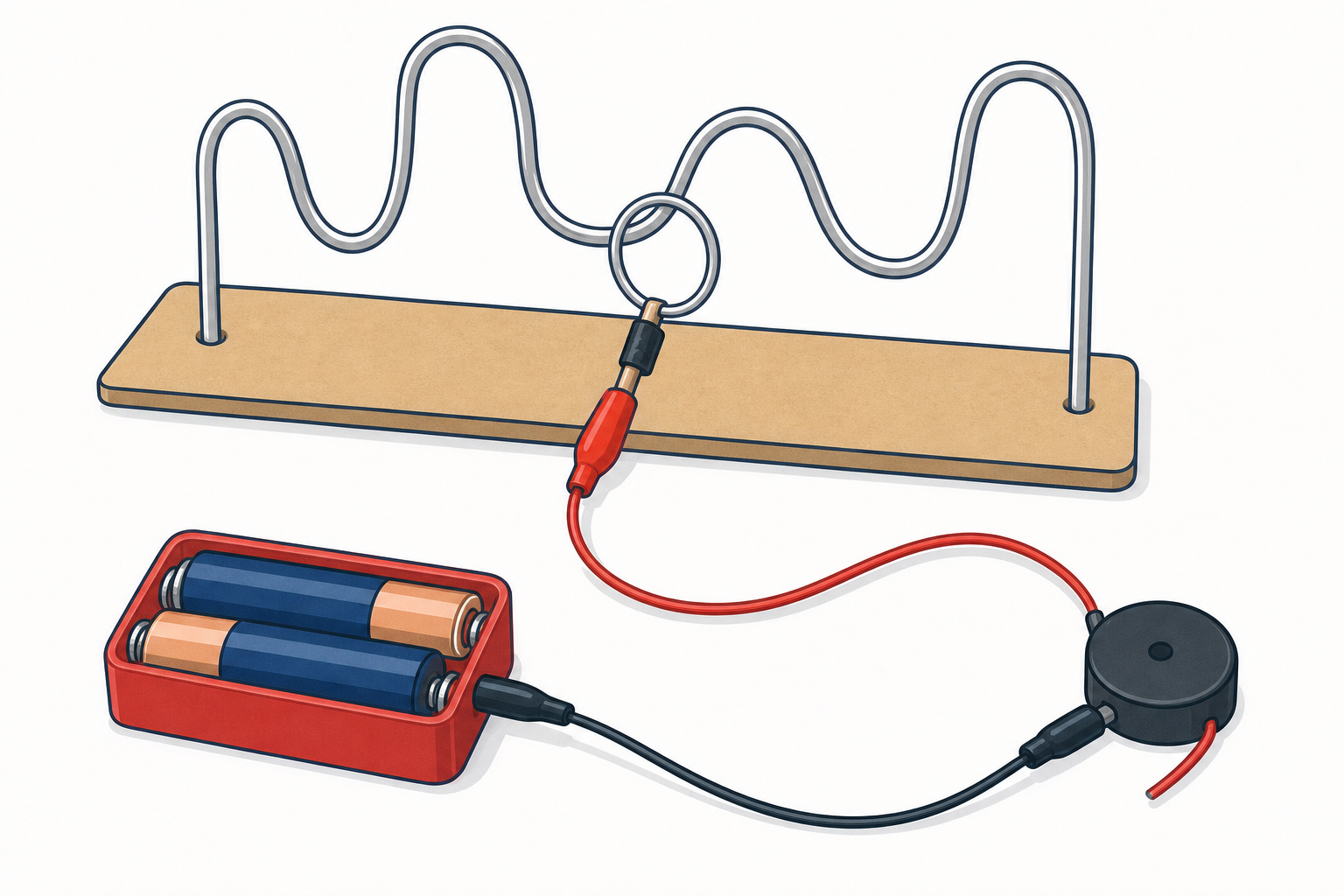 The steady-hand alternative build, wand loop around the bent track