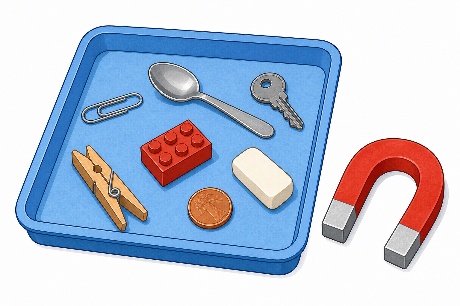 The objects the class will guess about, laid out ready