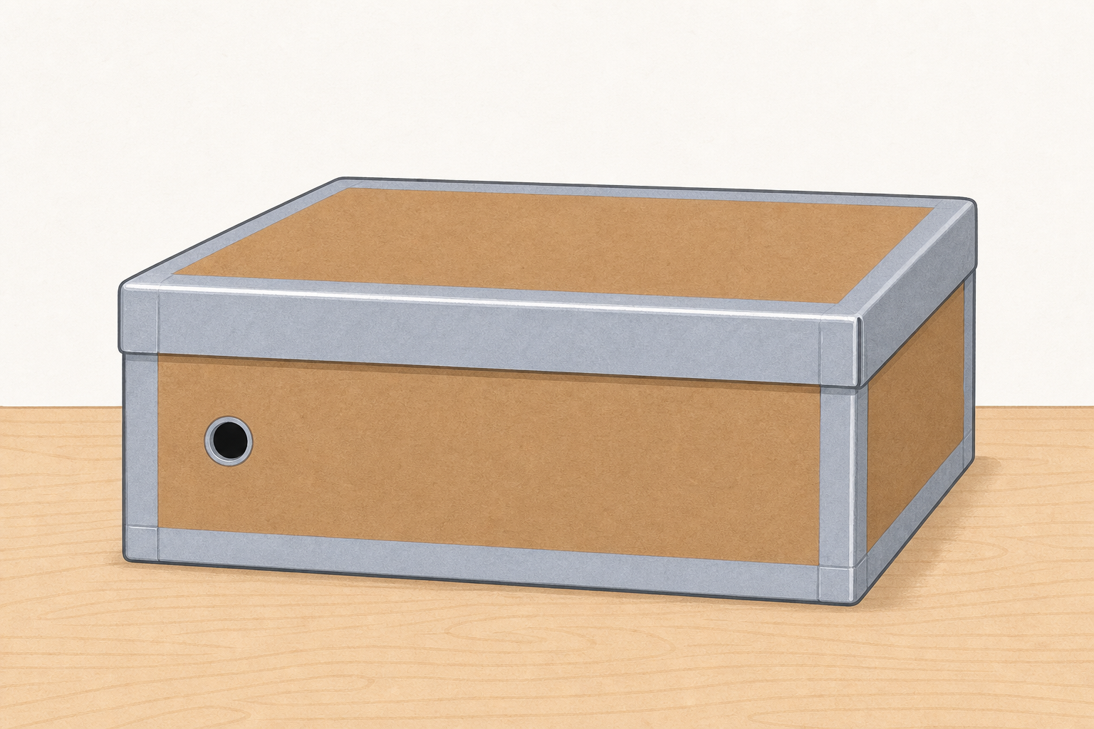 The sealed peep box children will look into, hole visible, contents hidden