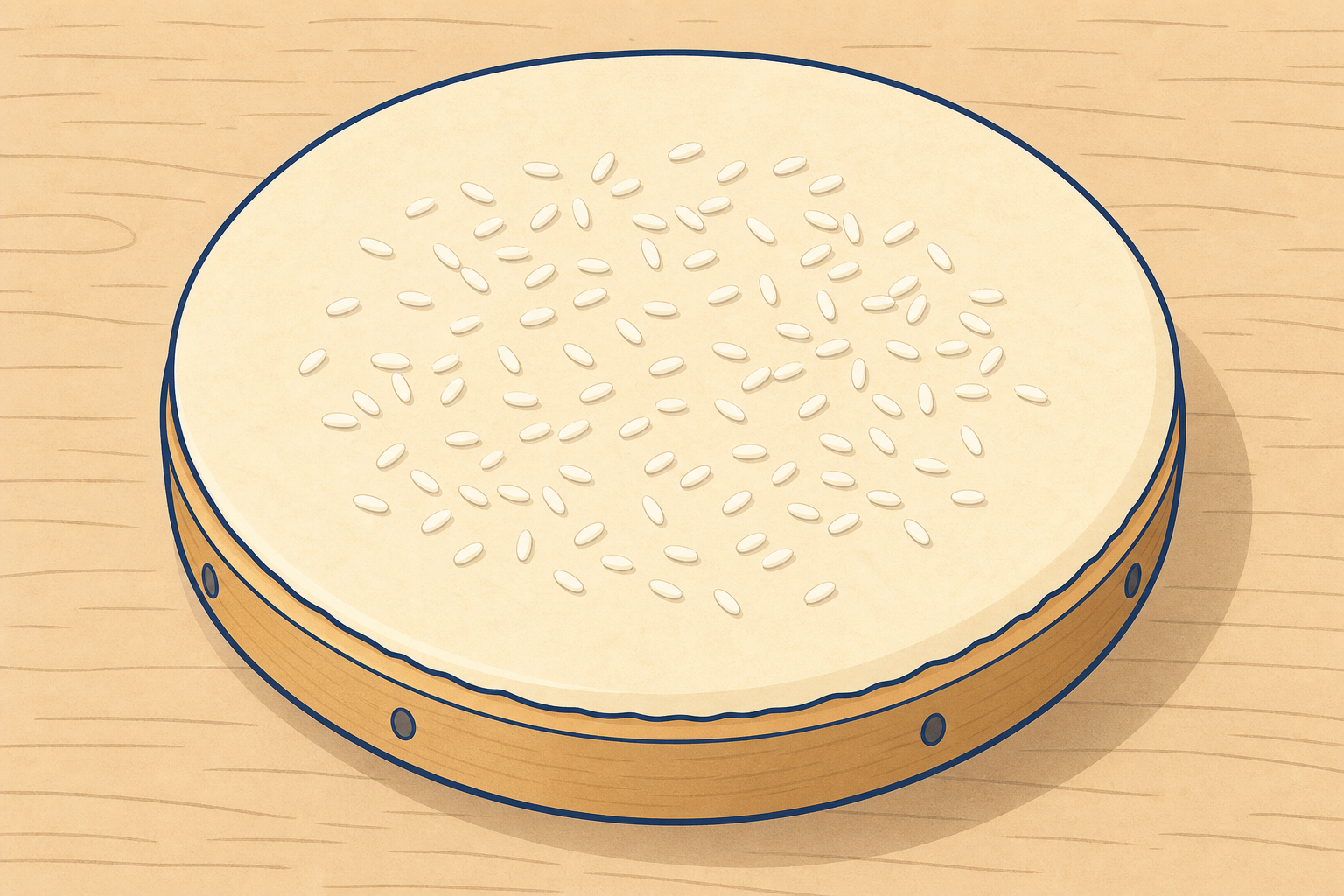 The untapped drum and rice, so children can predict what will happen