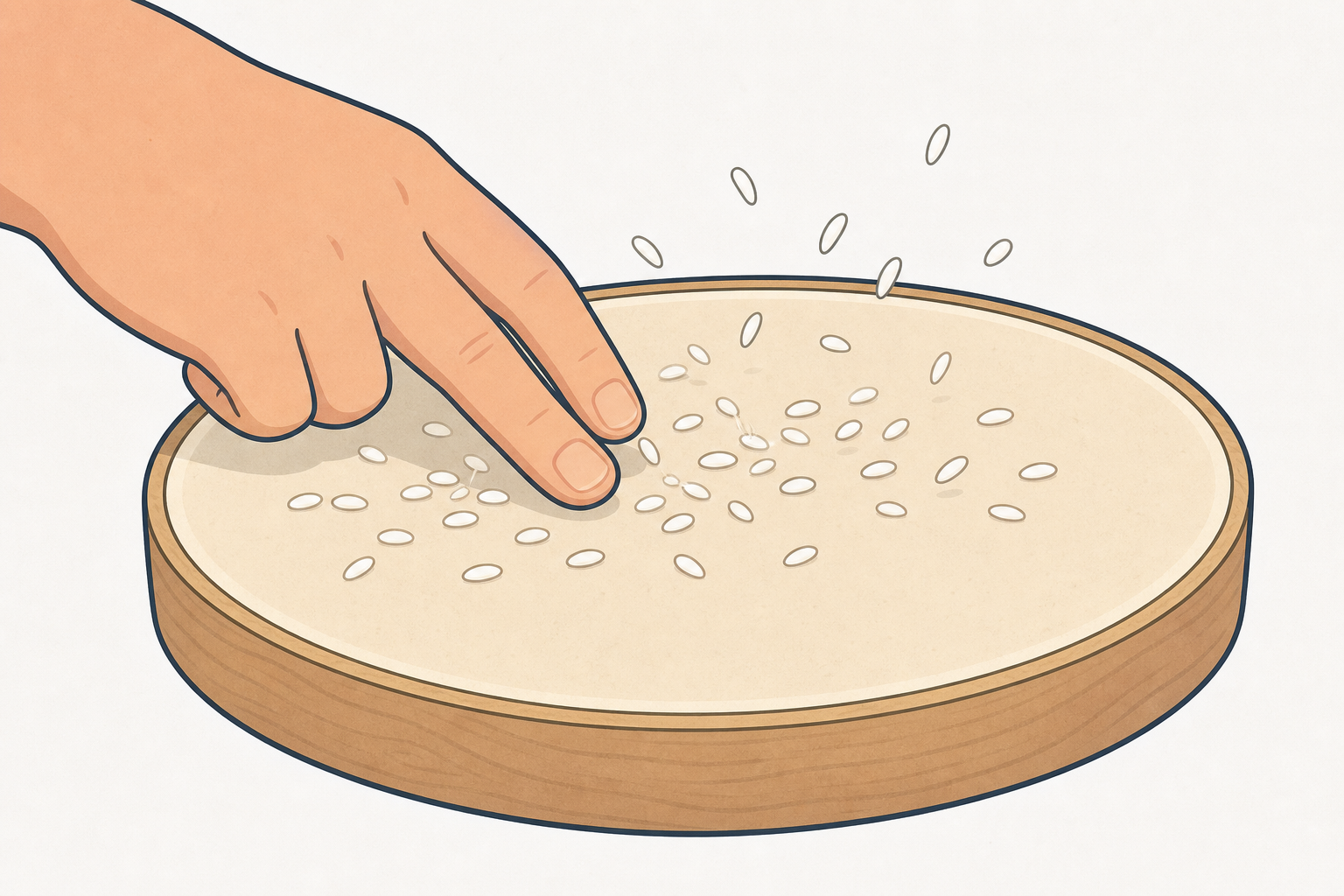 Rice jumping as the drum is tapped: the vibration made visible