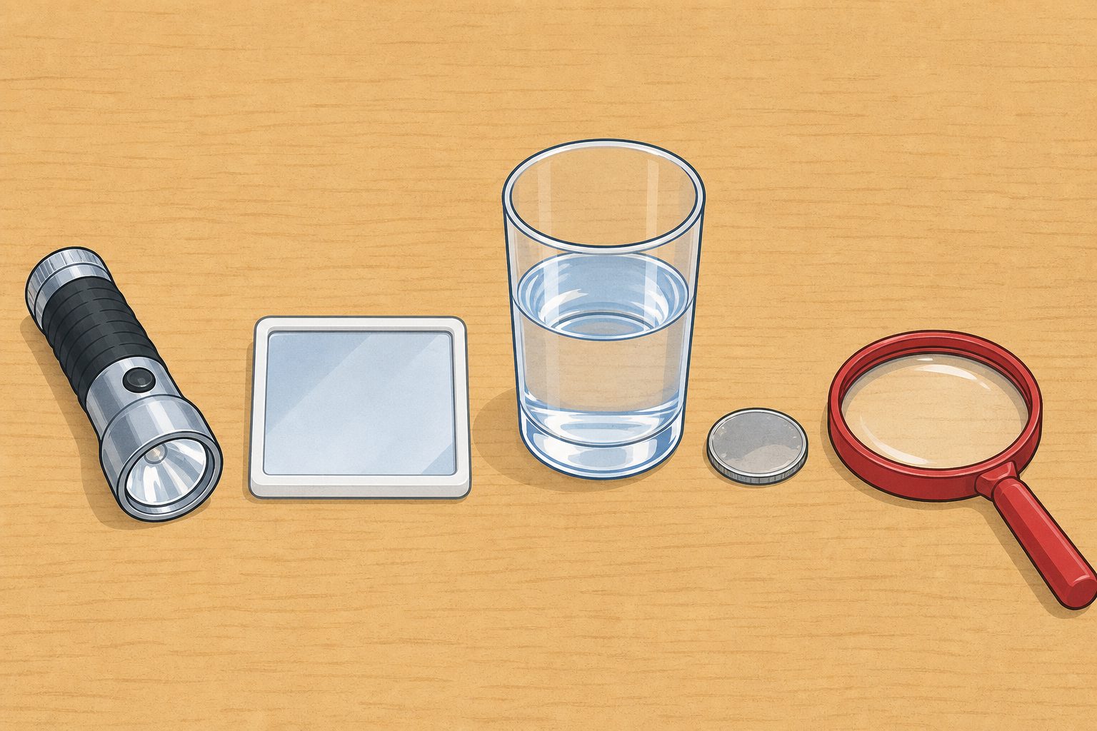 The five items of kit the class will test, laid out together