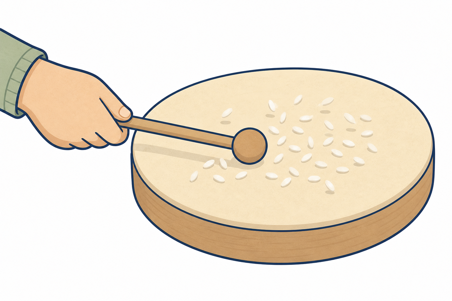 Gentle tap: rice barely hops, small vibration