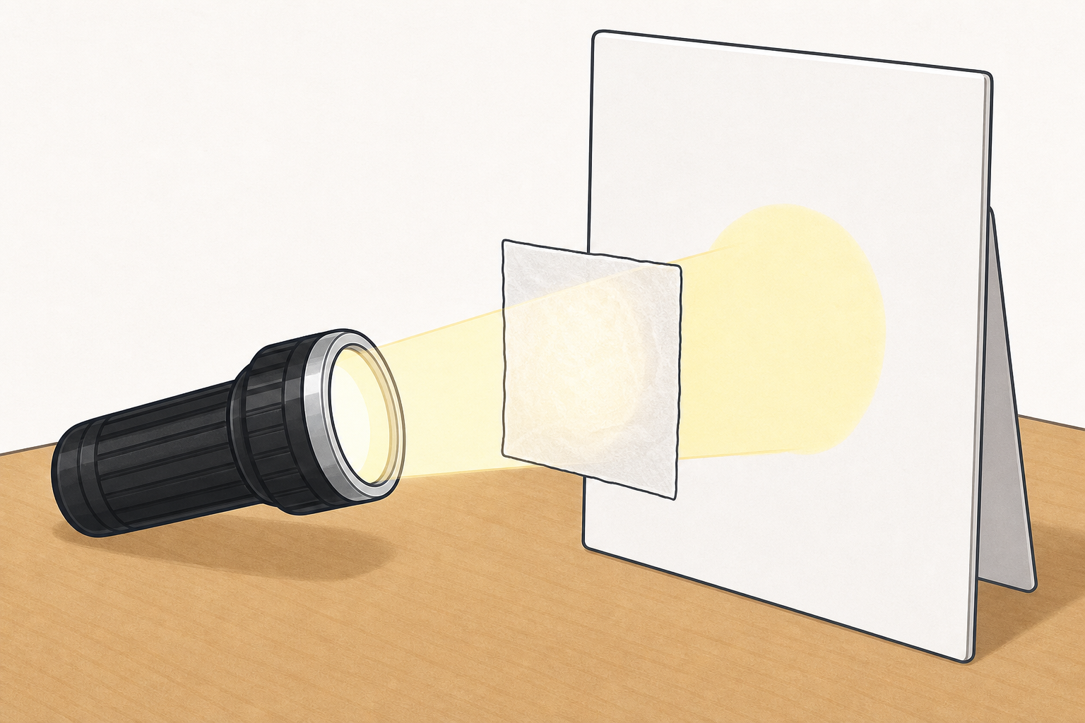 How the torch, material and screen are arranged for the test