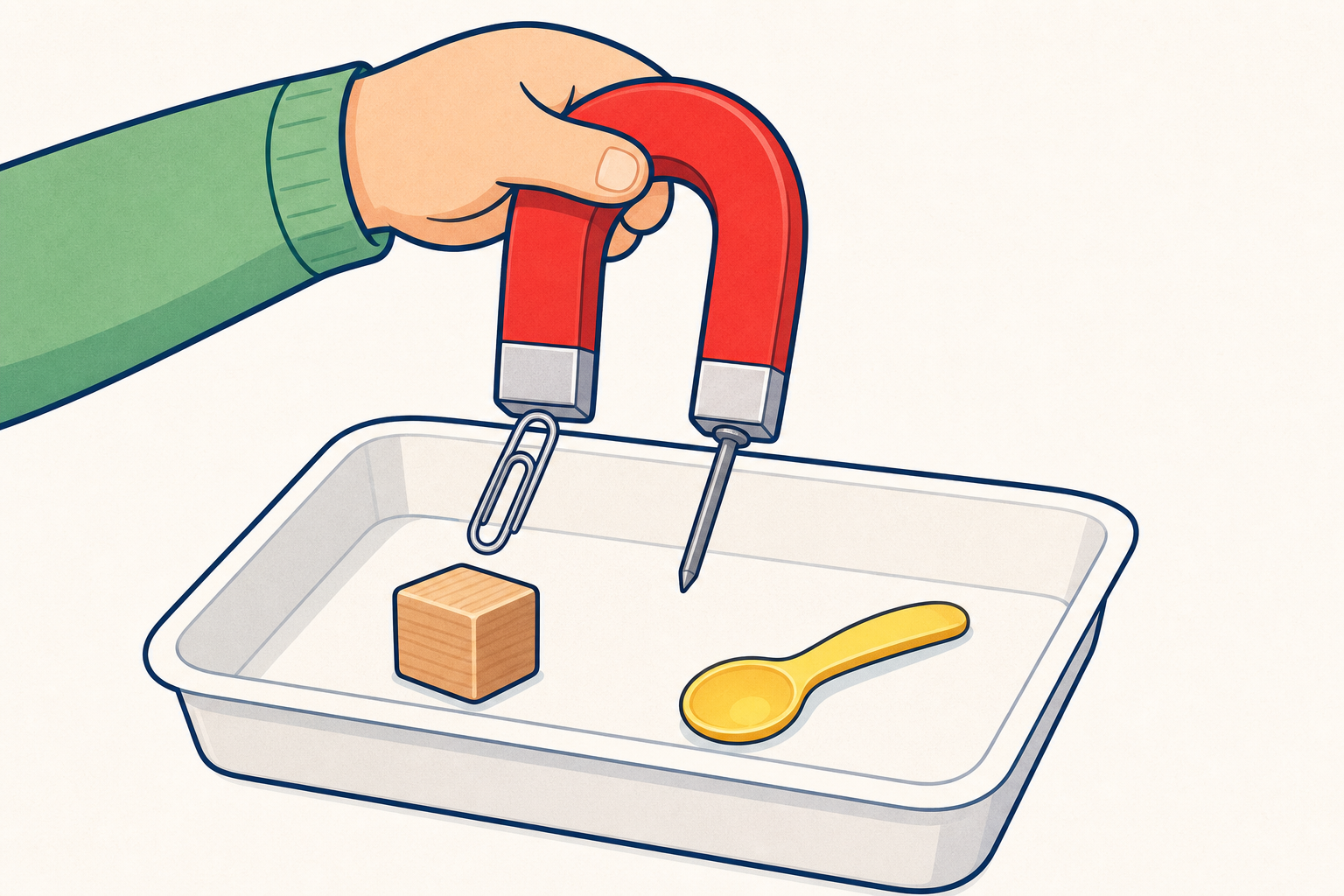 How to hold the magnet close so a child can feel and see the pull