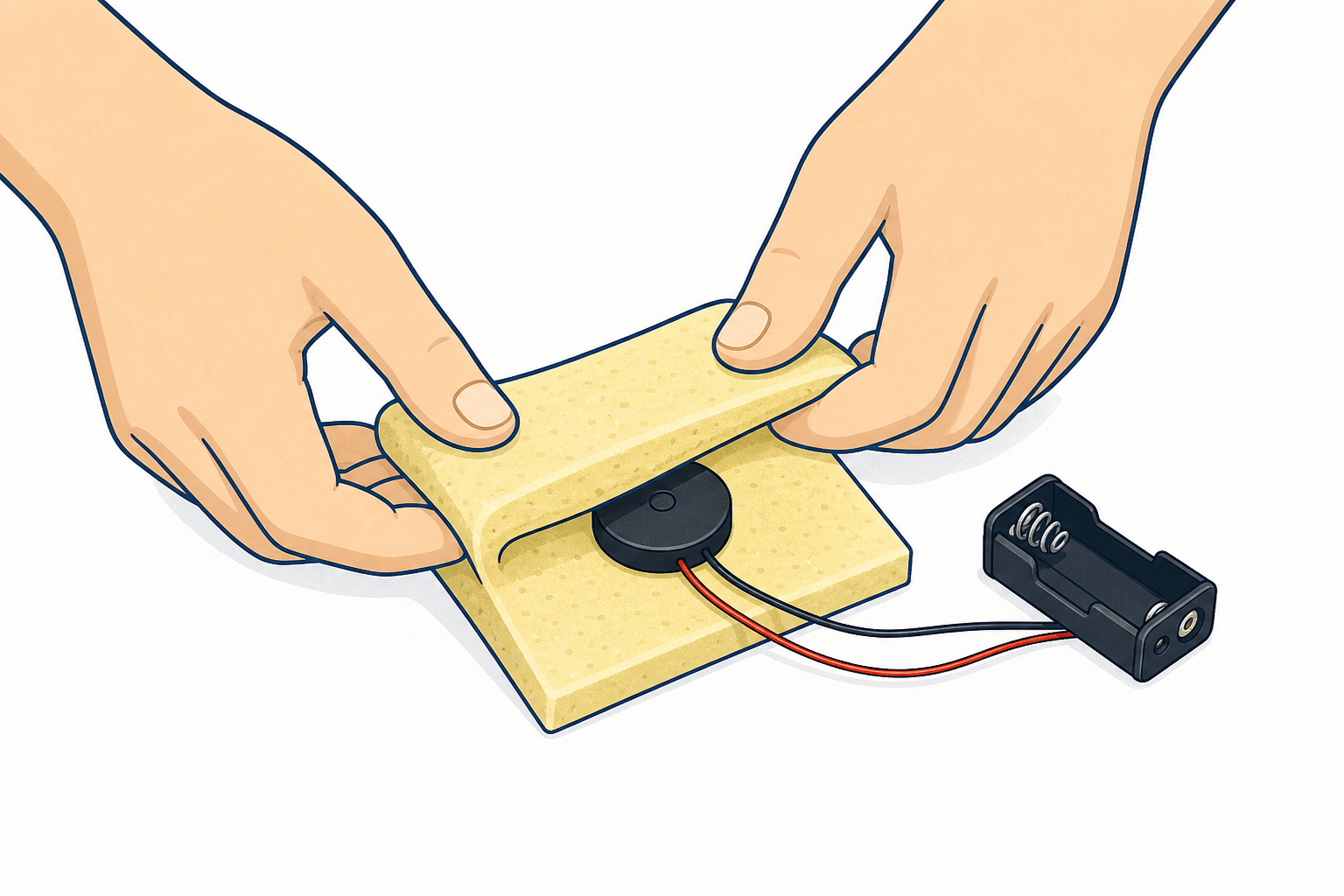 Buzzer being wrapped in one material, first stage of the test