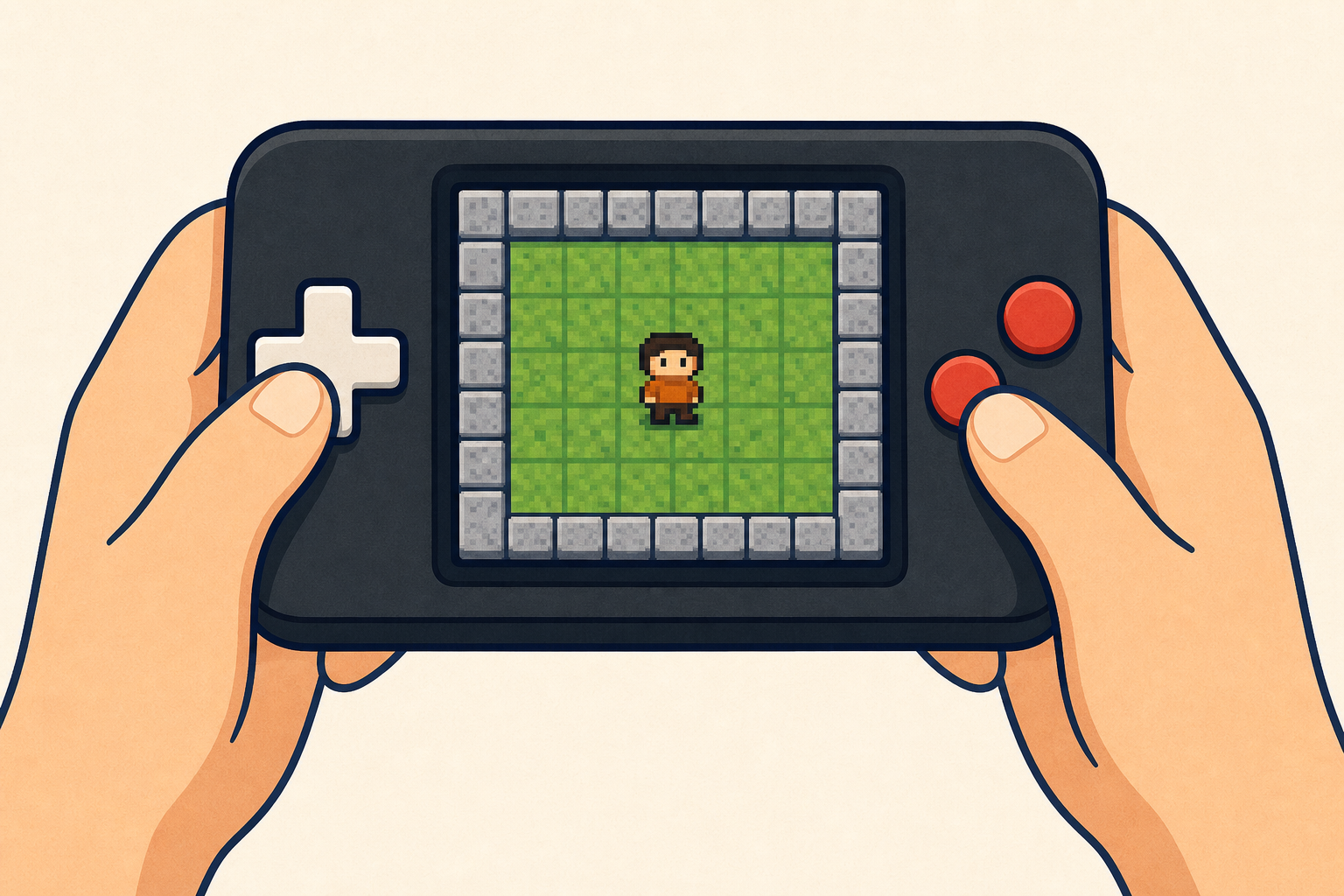 The handheld arcade machine the class is coding a game for