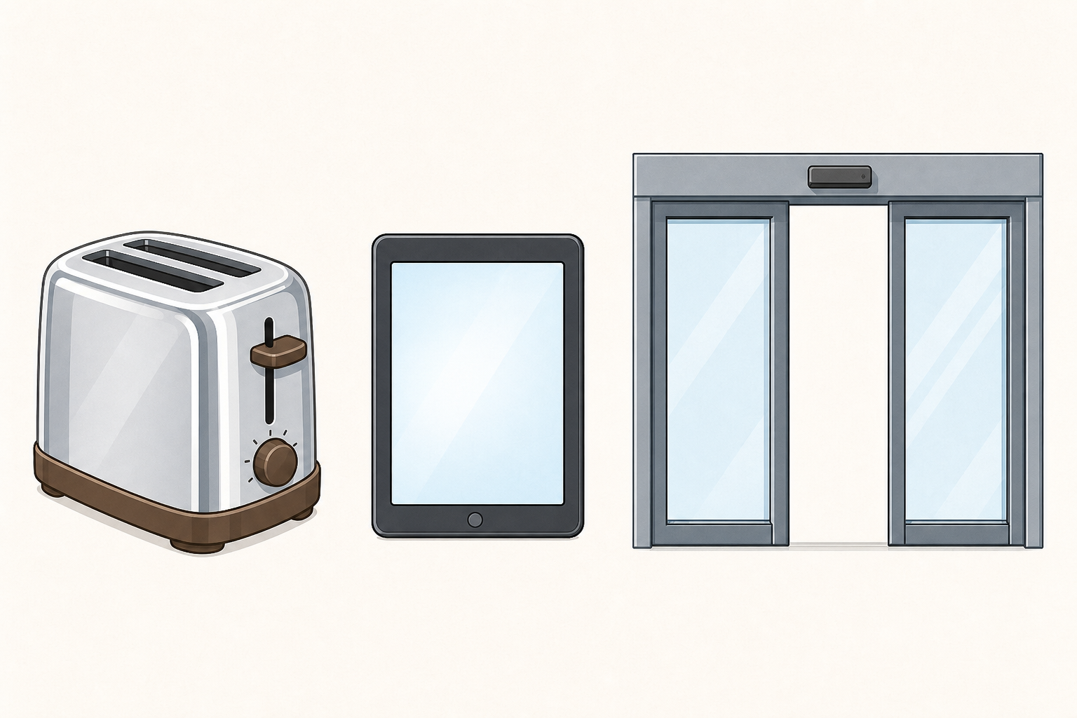 The three everyday devices the whole lesson maps, shown plainly side by side