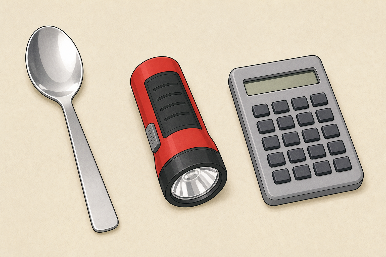 The three everyday objects the class will examine, shown plainly and close