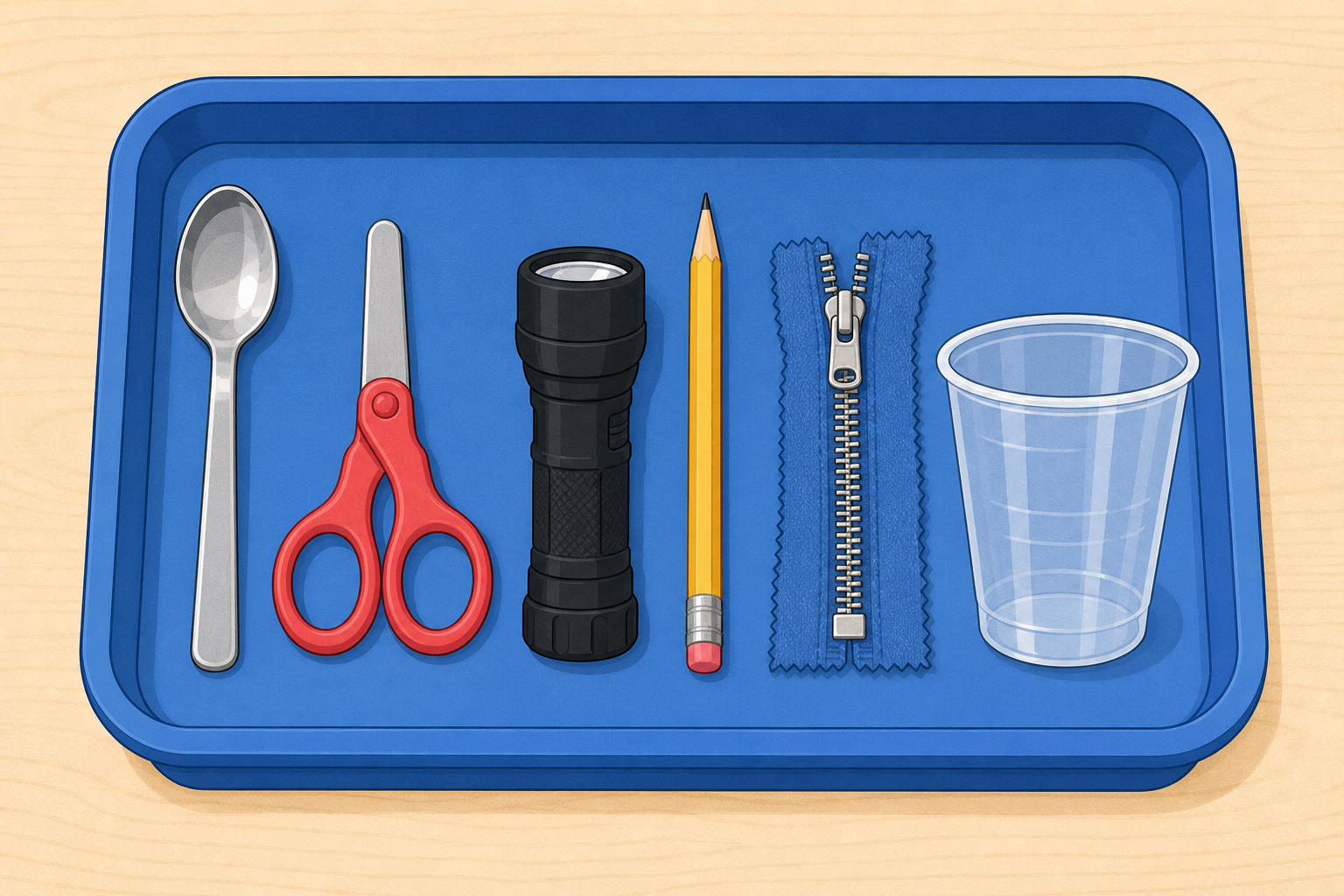 The actual tray of objects each group will handle in this step