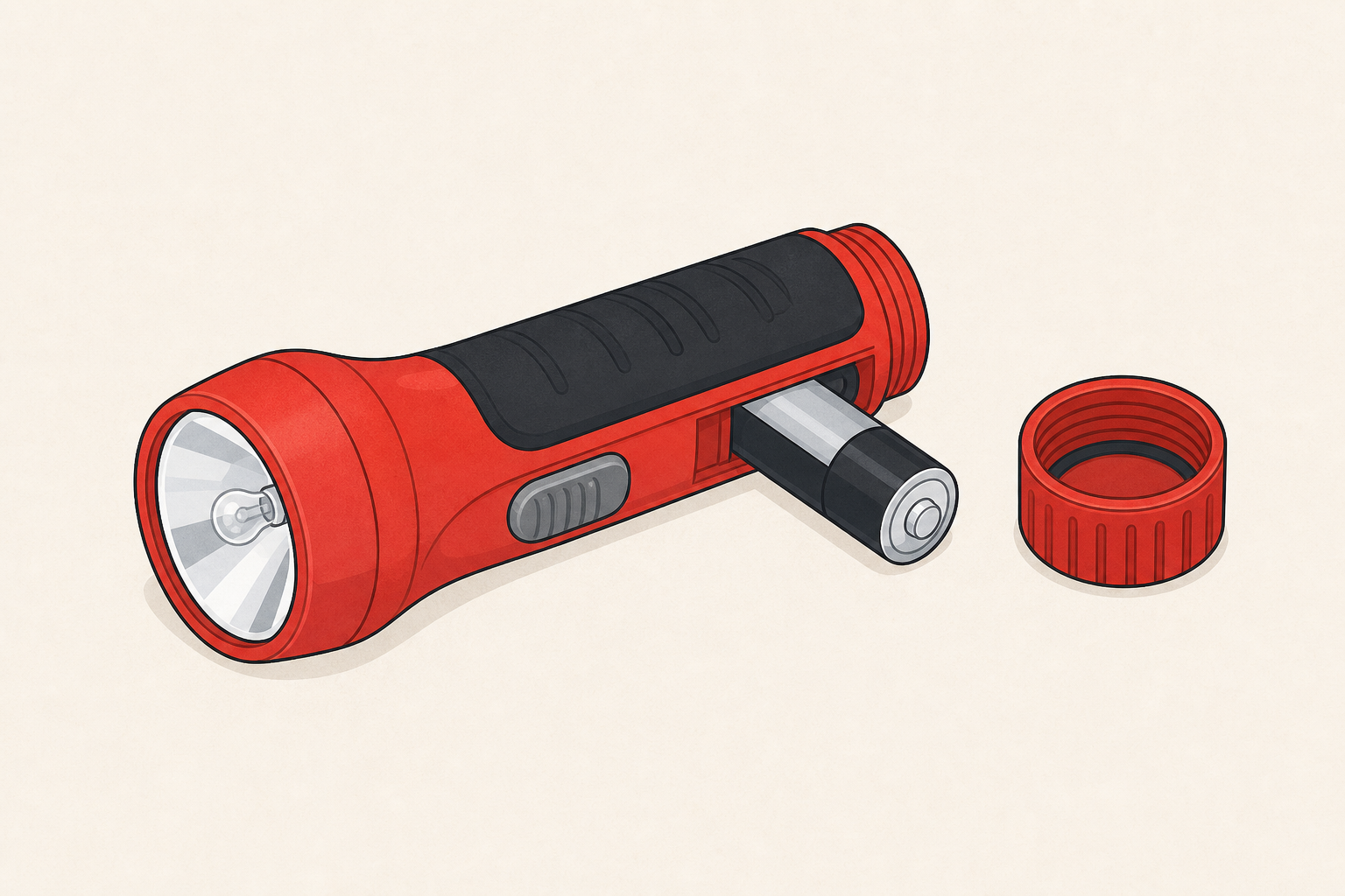 Inside a plain torch: battery and bulb, no chip or screen