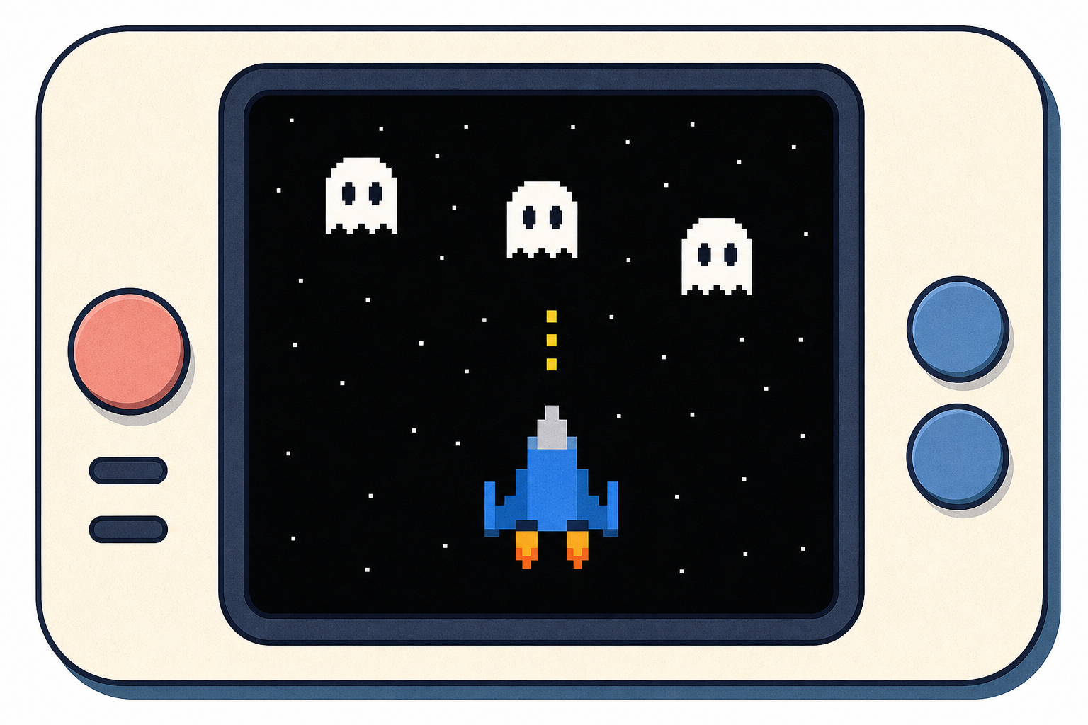 The finished Galaxy Ghosts game in play, the thing they build today