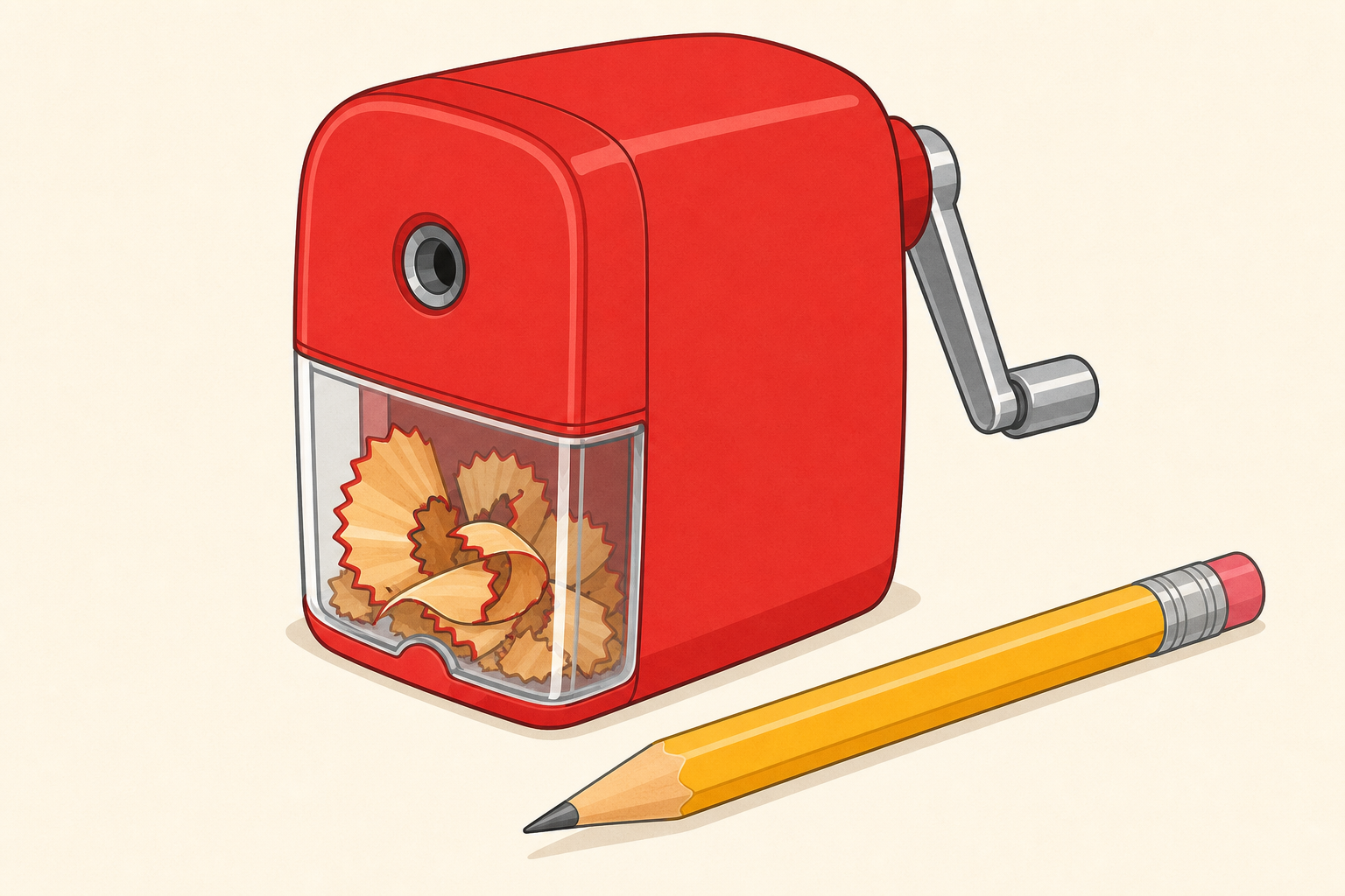 The sharpener and pencil the class will break into ordered steps today