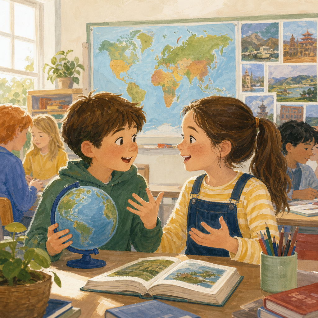 Illustration for One sentence, two languages