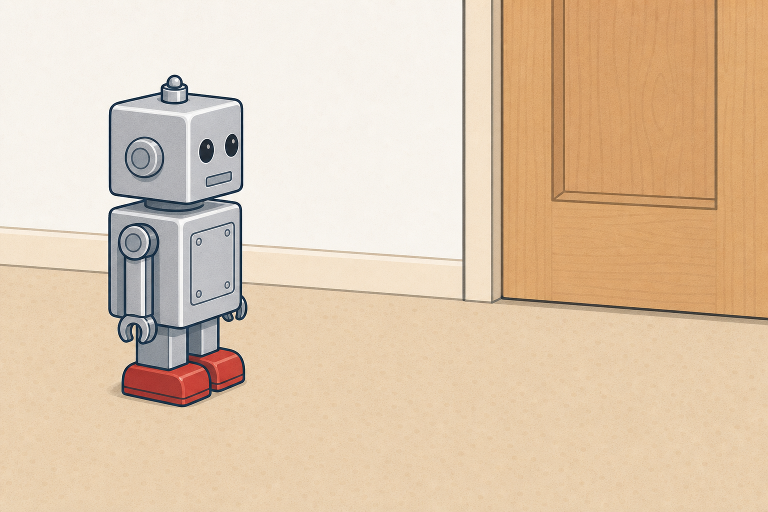 The robot and the door it must reach, the problem the lesson opens with